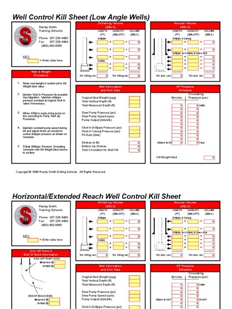 well control kill sheet